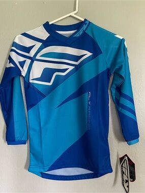 Kids Fly Racing Blue Teal Motocross Jersey